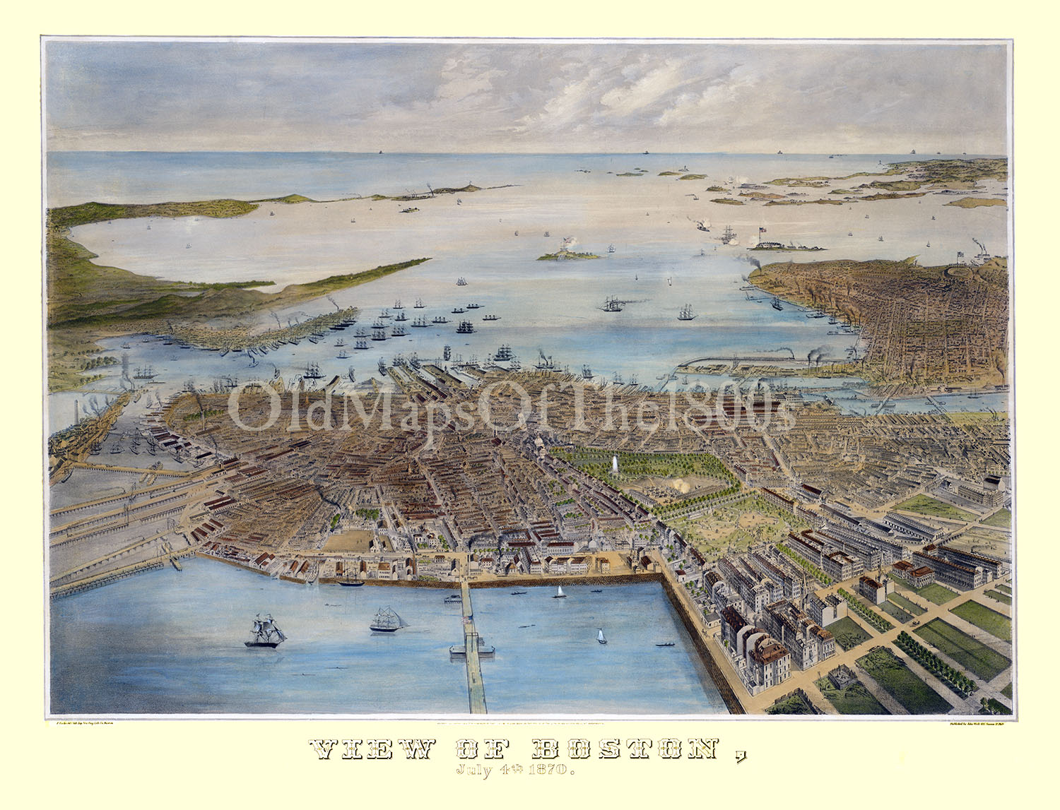 1888 Westborough Panoramic Old City Map Historic Birds Eye View Vintage Map Art Print Massachusetts Map